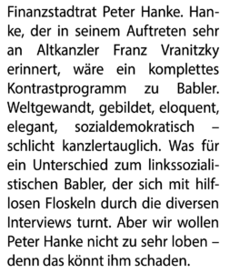 "Das Wien" zu Hanke versus Babler (5.3.24, S. 2)