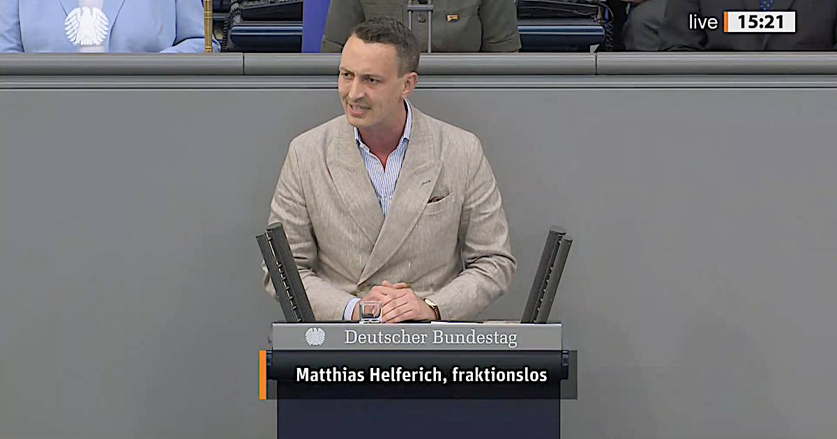 Matthias Helferich, fraktionslos (Screenshot Mediathek Dt. Bundestag 17.4.24)